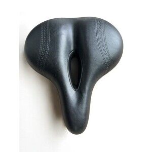 Vintage Velo Anatomical Bicycle Saddle Seat Black Leather Vent Gel Foam